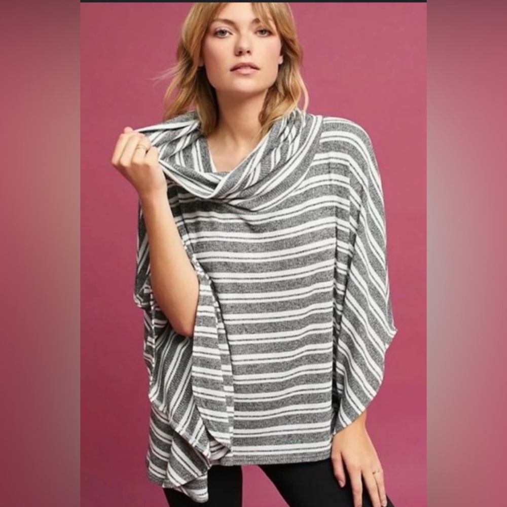 ANTHROPOLOGIE NWT Saturday Sunday Moonlight Striped Sweater poncho M/L